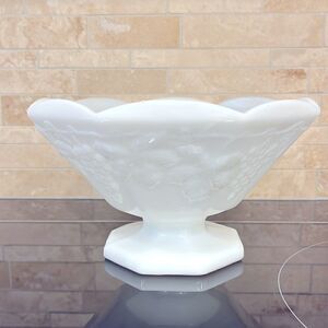 Vintage Anchor Hocking Milk Glass Footed Fruit Bowl